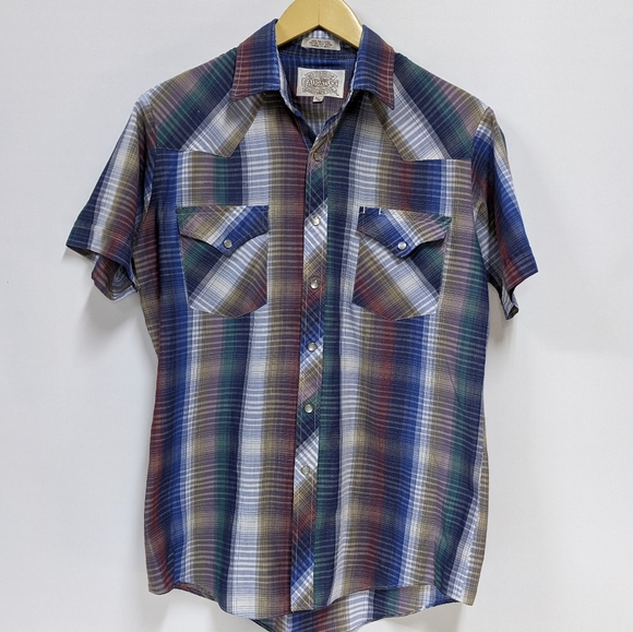 Vintage Dry Goods Saugatuck Rainbow Plaid Wester button down, short sleeve, med - Picture 11 of 11